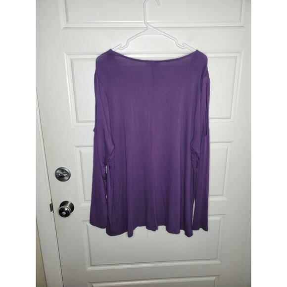 NWT Lane Bryant Purple Cold Shoulder Long Sleeve V-neck Shirt - Picture 5 of 5